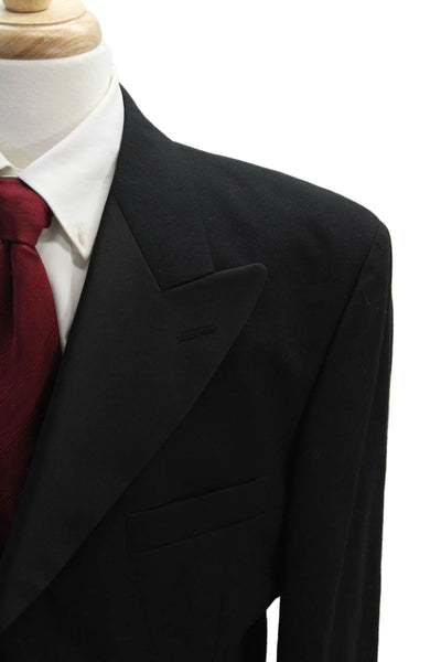 Chaps Ralph Lauren Mens Tuxedo Lapel Blazer Jacket Black Wool Size 42 Regular