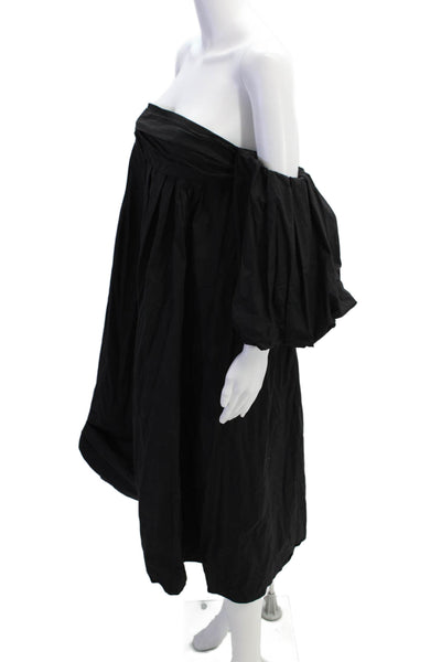MNG Women's Square Neck Puff Sleeves Empire Waist Midi Dress Black Size 4