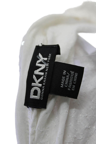 DKNY Women's Round Neck Short Sleeves Sequin Basic T-Shirt White Size S