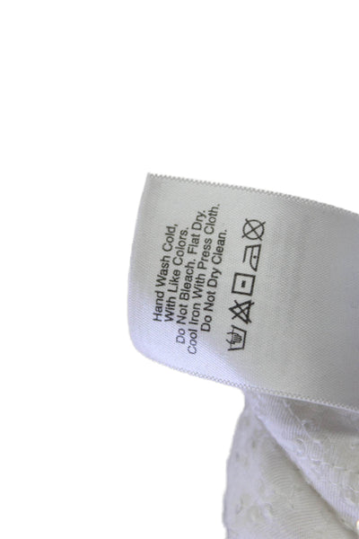 DKNY Women's Round Neck Short Sleeves Sequin Basic T-Shirt White Size S