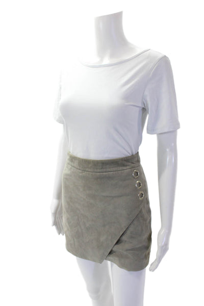Michelle Mason Womens Suede Textured Lined Zip Mini Dress Skirt Taupe Size 0
