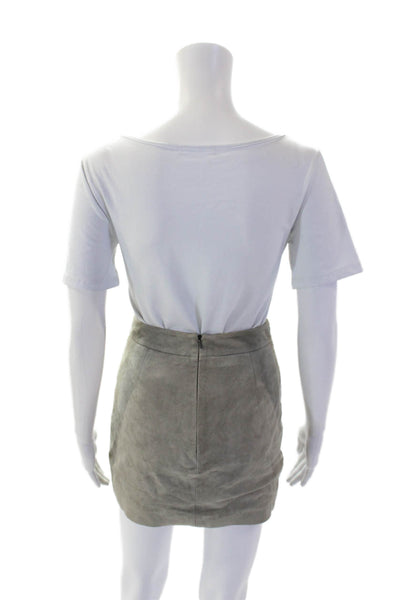 Michelle Mason Womens Suede Textured Lined Zip Mini Dress Skirt Taupe Size 0