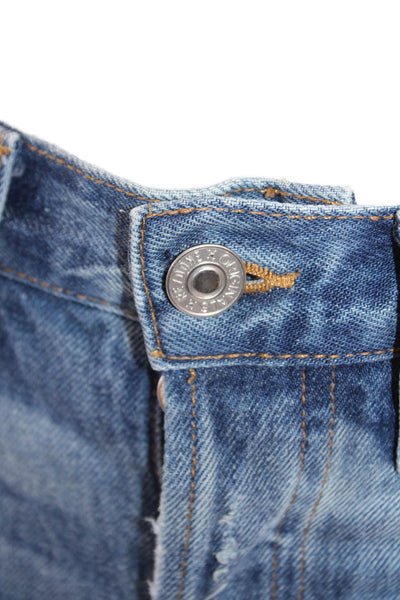 Re/Done Womens Textured Cotton Button Distressed Skinny Jeans Blue Size EUR 25