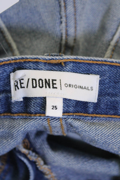 Re/Done Womens Textured Cotton Button Distressed Skinny Jeans Blue Size EUR 25
