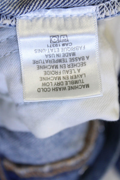 Re/Done Womens Textured Cotton Button Distressed Skinny Jeans Blue Size EUR 25