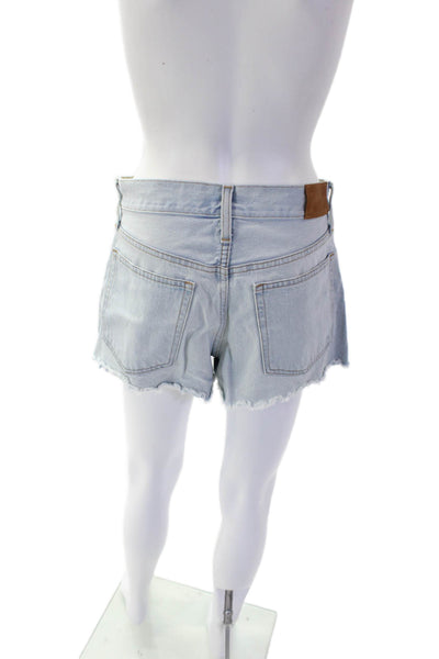 J Crew Womens Cotton Zip Button Distressed Light Wash Denim Shorts Blue Size EUR