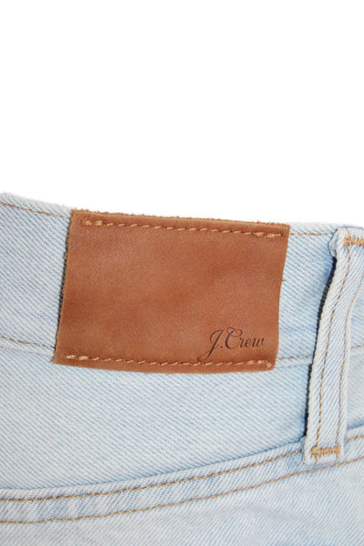 J Crew Womens Cotton Zip Button Distressed Light Wash Denim Shorts Blue Size EUR
