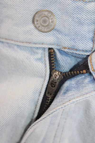 J Crew Womens Cotton Zip Button Distressed Light Wash Denim Shorts Blue Size EUR