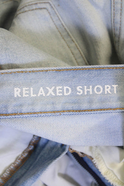 J Crew Womens Cotton Zip Button Distressed Light Wash Denim Shorts Blue Size EUR