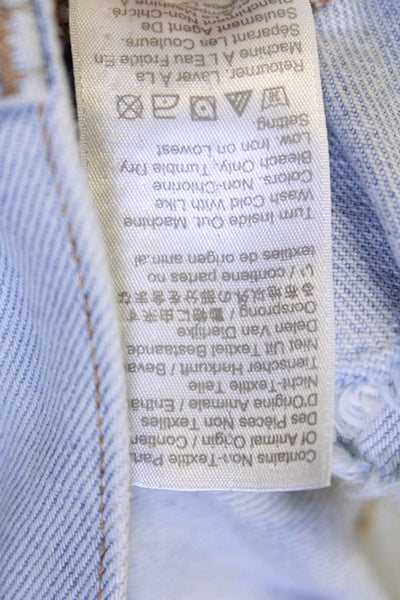 J Crew Womens Cotton Zip Button Distressed Light Wash Denim Shorts Blue Size EUR