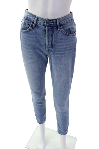 Grlfrnd Womens Cotton Button Straight Leg Lined Denim Jeans Blue Size EUR 25