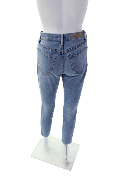 Grlfrnd Womens Cotton Button Straight Leg Lined Denim Jeans Blue Size EUR 25