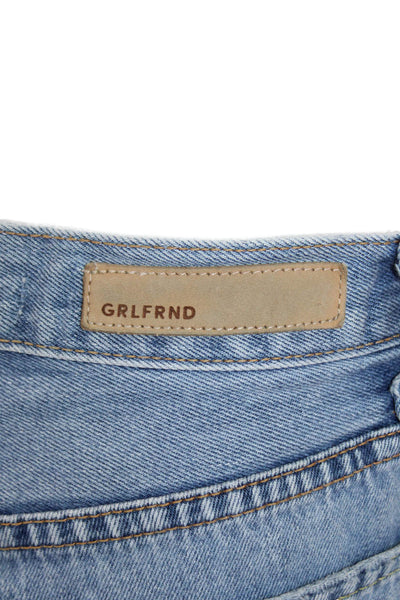 Grlfrnd Womens Cotton Button Straight Leg Lined Denim Jeans Blue Size EUR 25