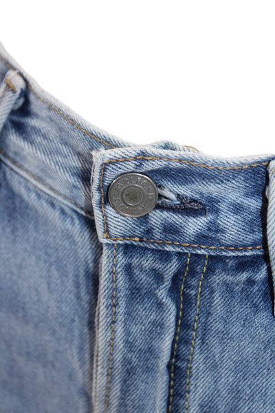 Grlfrnd Womens Cotton Button Straight Leg Lined Denim Jeans Blue Size EUR 25