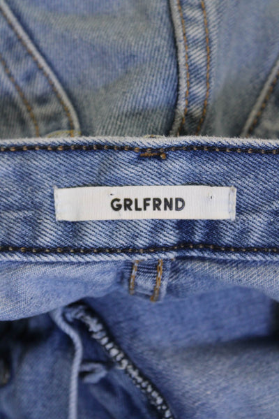 Grlfrnd Womens Cotton Button Straight Leg Lined Denim Jeans Blue Size EUR 25