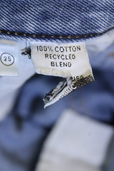 Grlfrnd Womens Cotton Button Straight Leg Lined Denim Jeans Blue Size EUR 25