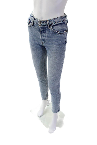 Grlfrnd Womens Cotton Button Lined Straight Leg Denim Jeans Blue Size EUR 25