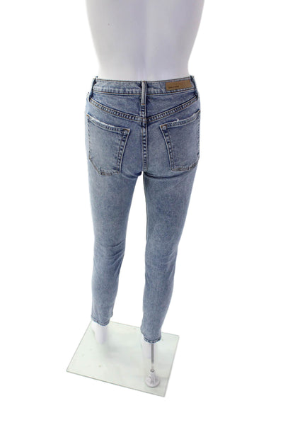 Grlfrnd Womens Cotton Button Lined Straight Leg Denim Jeans Blue Size EUR 25