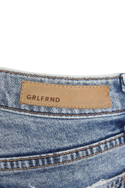 Grlfrnd Womens Cotton Button Lined Straight Leg Denim Jeans Blue Size EUR 25