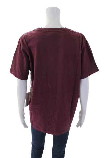 Onia Womens Cotton Short Sleeve Round Neck Casual T-shirt Red Size M