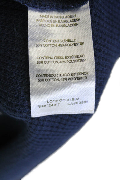 Onia Womens Cotton Long Sleeve Button Casual Knit Top Navy Blue Size M