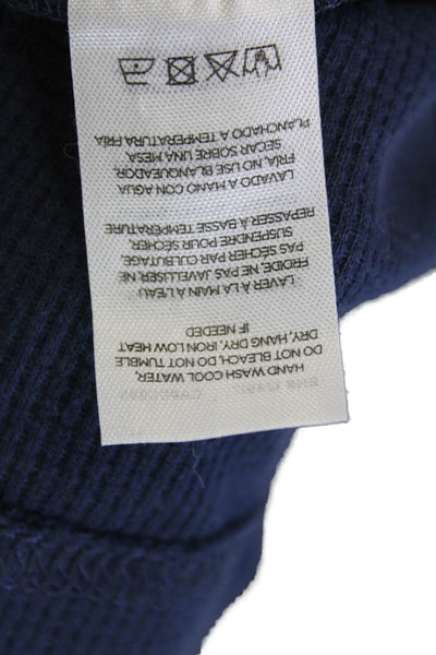 Onia Womens Cotton Long Sleeve Button Casual Knit Top Navy Blue Size M