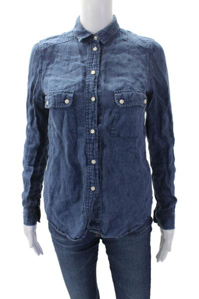 BB Dakota Womens Cotton Long Sleeve Button Up Denim Top Blue Size XXS