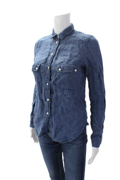 BB Dakota Womens Cotton Long Sleeve Button Up Denim Top Blue Size XXS