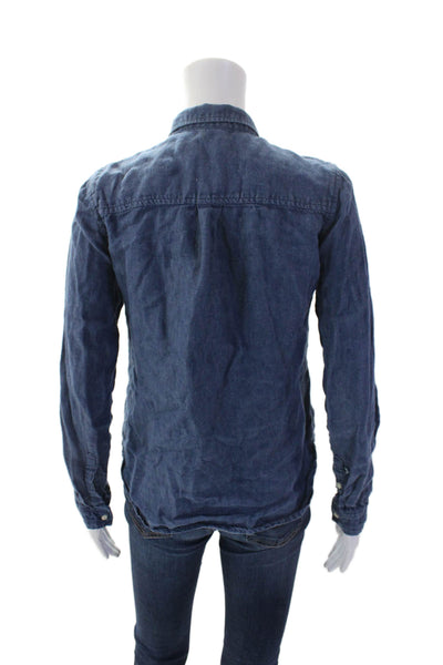 BB Dakota Womens Cotton Long Sleeve Button Up Denim Top Blue Size XXS