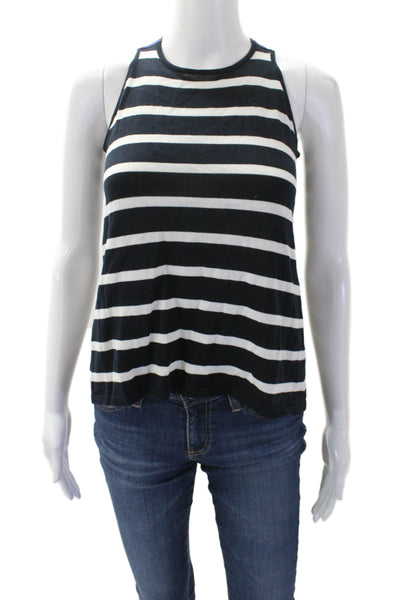 Cotton By Autumn Cashmere Womens Cotton Striped Bow Tank Top Blue Size XS