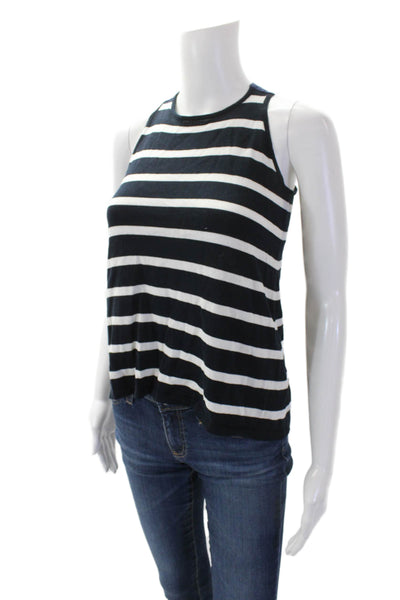Cotton By Autumn Cashmere Womens Cotton Striped Bow Tank Top Blue Size XS