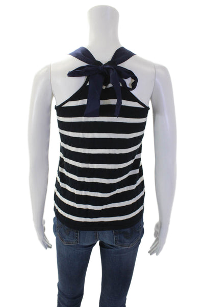 Cotton By Autumn Cashmere Womens Cotton Striped Bow Tank Top Blue Size XS