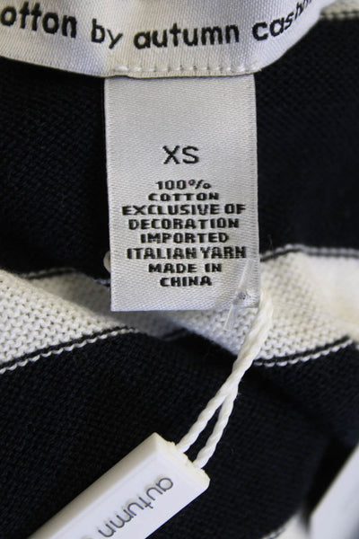 Cotton By Autumn Cashmere Womens Cotton Striped Bow Tank Top Blue Size XS