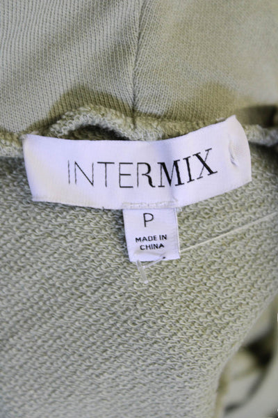 Intermix Womens Cotton Sleeveless V-Neck Drawstring Hooded Romper Green Size PP