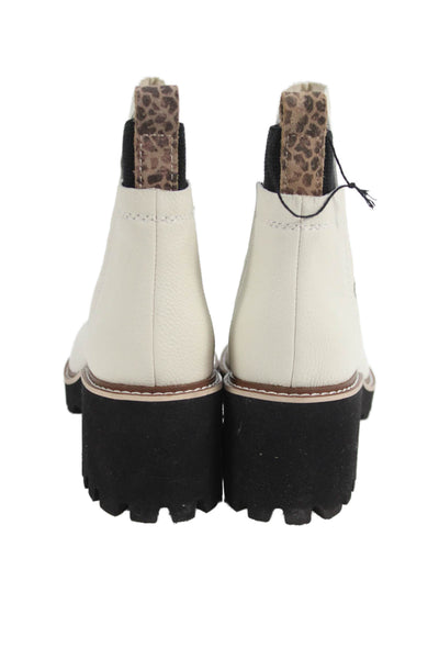 Dolce Vita Womens Leather Stretch Inset Ankle Boots White Black Size 10