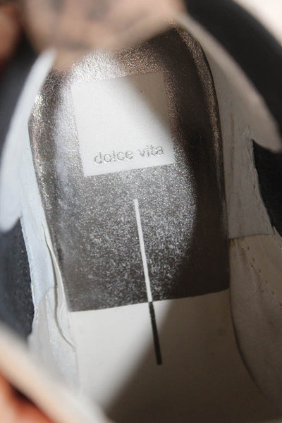 Dolce Vita Womens Leather Stretch Inset Ankle Boots White Black Size 10
