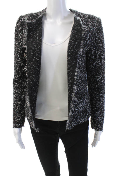 IRO Womens Woven Long Sleeve Pocketed Open Front Evening Jacket Black Size 40