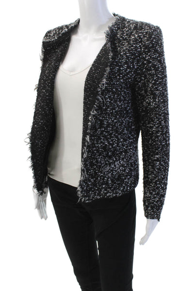 IRO Womens Woven Long Sleeve Pocketed Open Front Evening Jacket Black Size 40