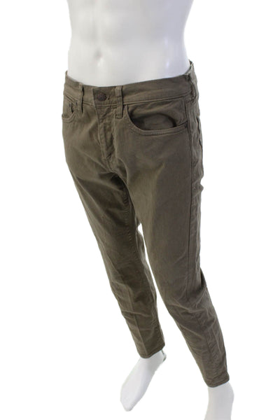 J Crew Mens Cotton Five Pocket Straight Legged Jeans Solid Beige Size 33