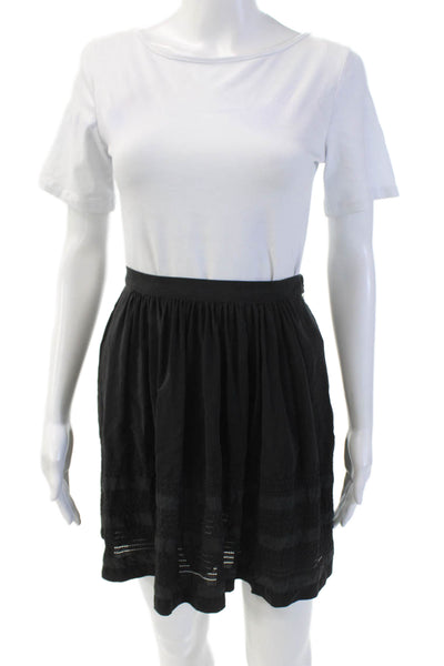 Theory Womens Silk Zippered Casual Lined Mini Skirt Solid Black Size 0
