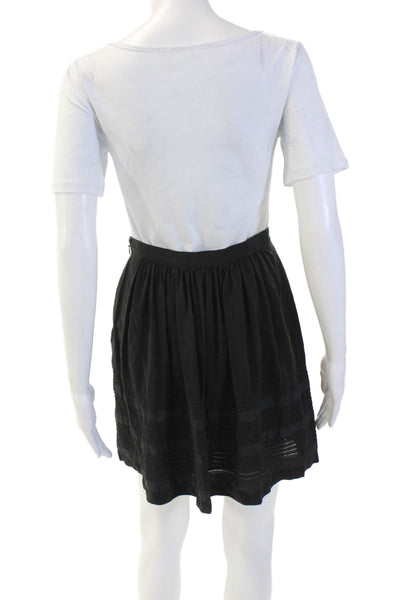 Theory Womens Silk Zippered Casual Lined Mini Skirt Solid Black Size 0