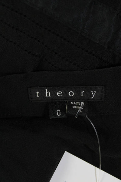 Theory Womens Silk Zippered Casual Lined Mini Skirt Solid Black Size 0