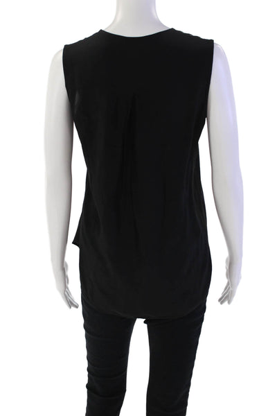 Vince Womens Textured V-neck Sleeveless Sleek Tank Top Black Size S