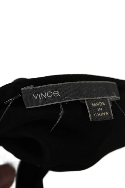 Vince Womens Textured V-neck Sleeveless Sleek Tank Top Black Size S