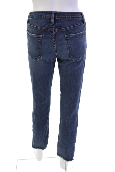 Frame Womens Cotton Zip Button Straight Leg Distress Jeans Blue Size EUR 27