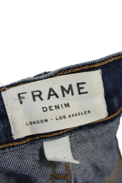 Frame Womens Cotton Zip Button Straight Leg Distress Jeans Blue Size EUR 27