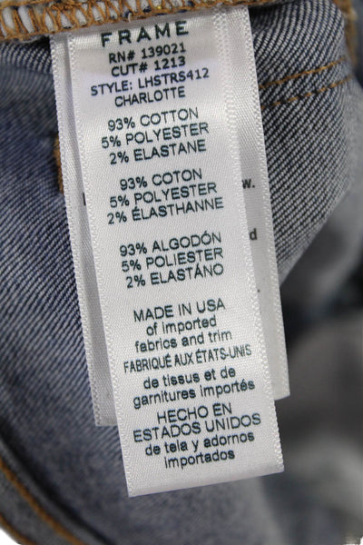 Frame Womens Cotton Zip Button Straight Leg Distress Jeans Blue Size EUR 27