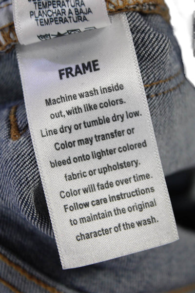 Frame Womens Cotton Zip Button Straight Leg Distress Jeans Blue Size EUR 27