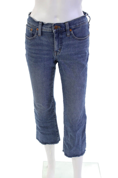 Madewell Womens Zip Button Lined Cropped Denim Fray Leg Jeans Blue Size EUR 26