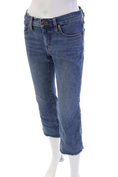 Madewell Womens Zip Button Lined Cropped Denim Fray Leg Jeans Blue Size EUR 26
